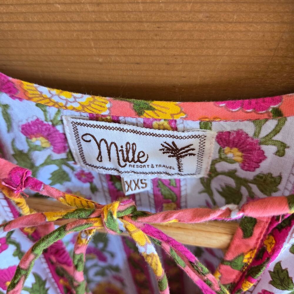 Mille x Tuckernuck Top Thalia Passionfruit Billow Floral Boho Blouse Shirt XXS - Picture 3 of 6